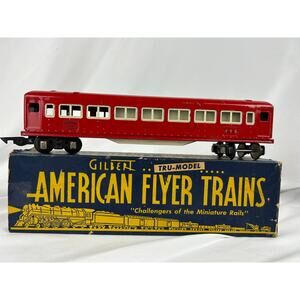 Vintage American Flyer 495 Red Passenger Car w Box Gilbert S Gauge